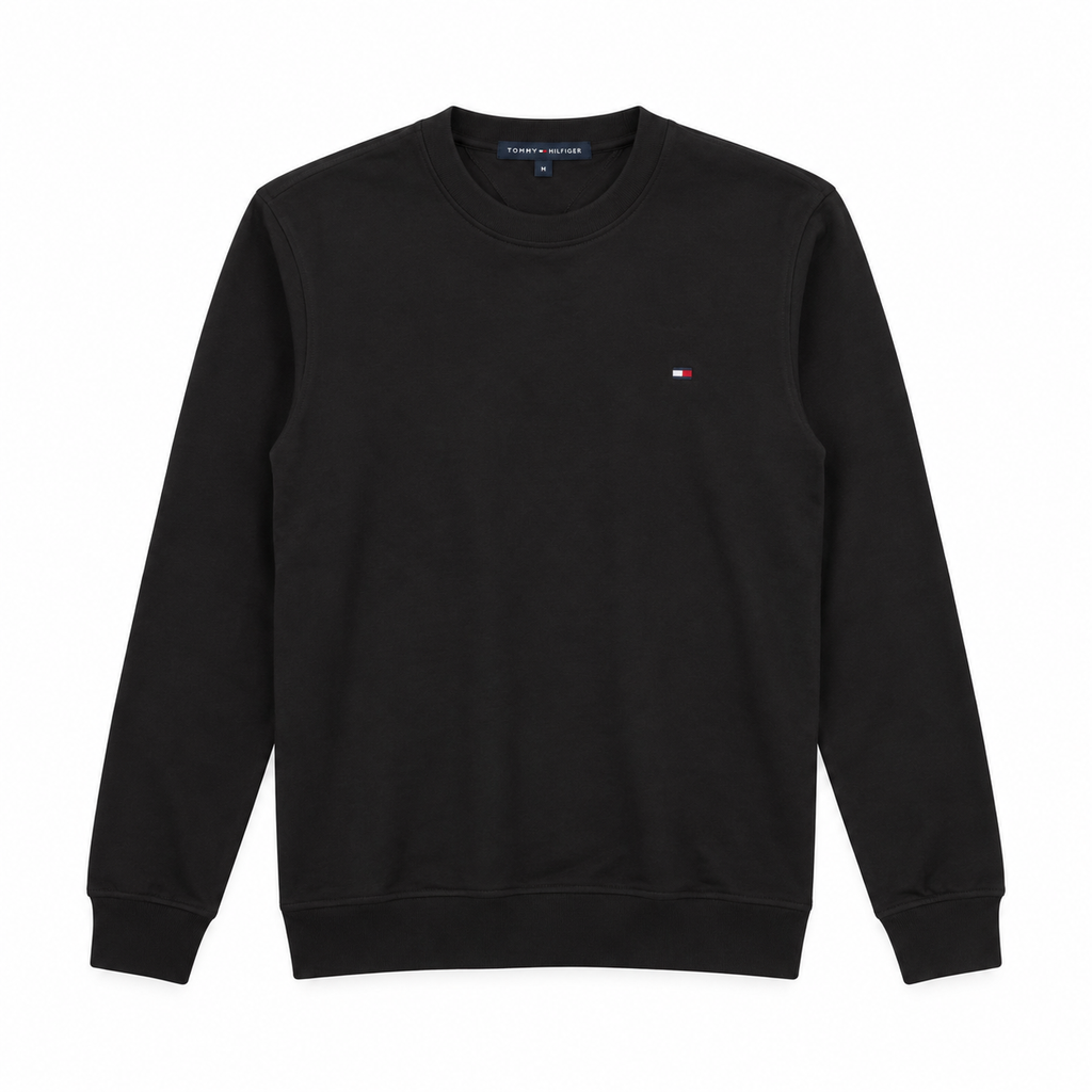 Tommy Hilfiger Bisiklet Yaka Sweatshirt – Siyah