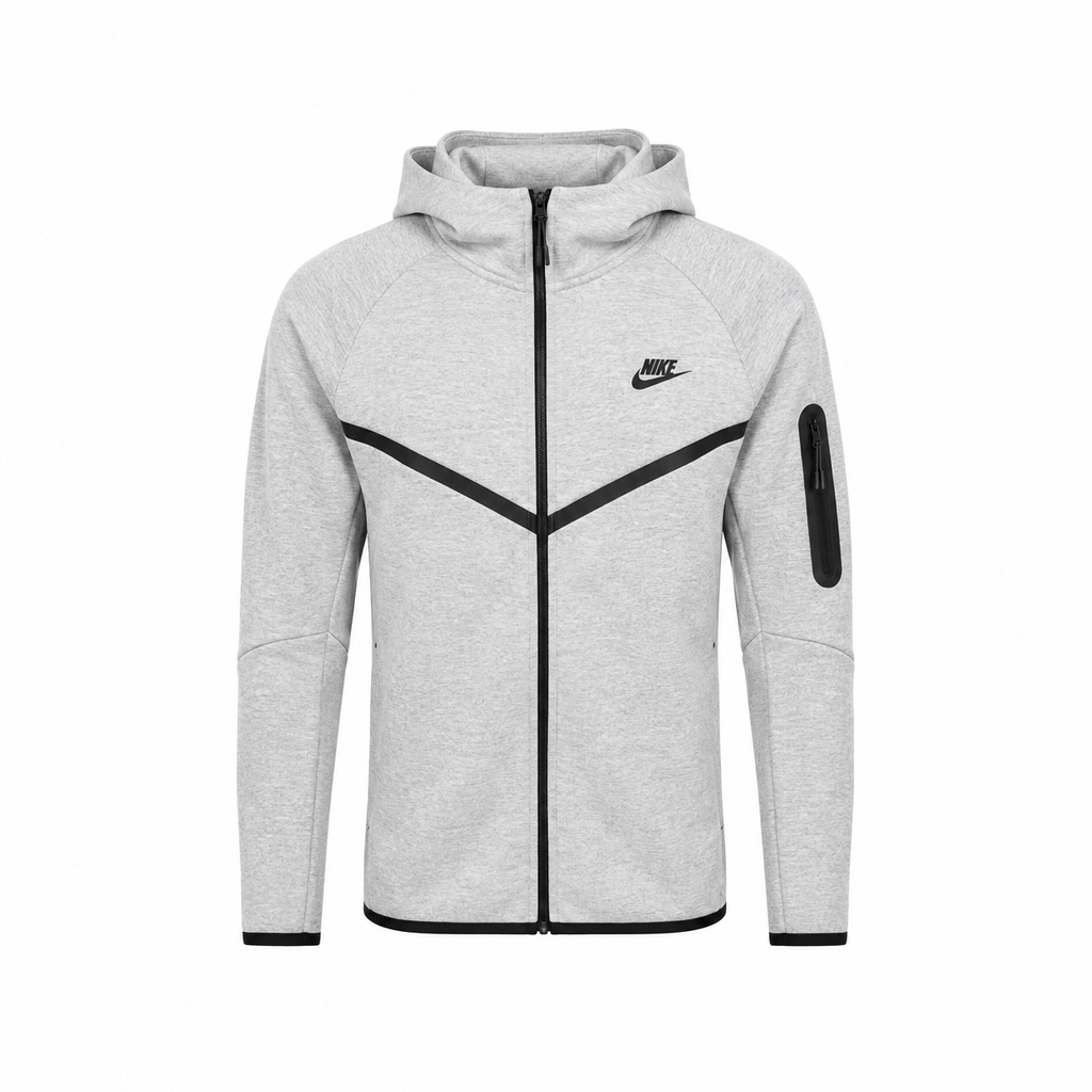 Nike Tech Fleece Fermuarlı Kapüşonlu Üst Gri