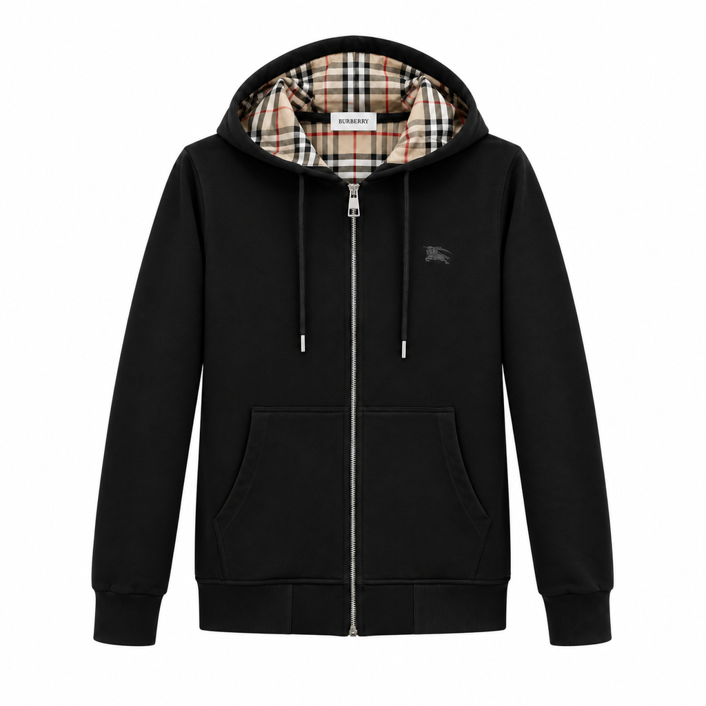 Burberry Fermuarlı Kapüşonlu Hırka - Siyah