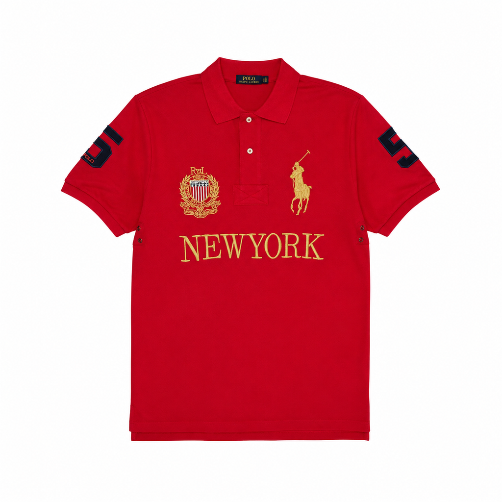 Polo New York Nakışlı Polo Yaka Tişört Kırmızı