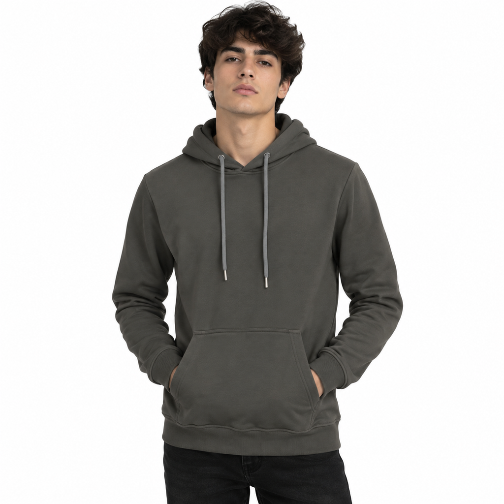 Basic Antrasit Slim Fit Hoodie