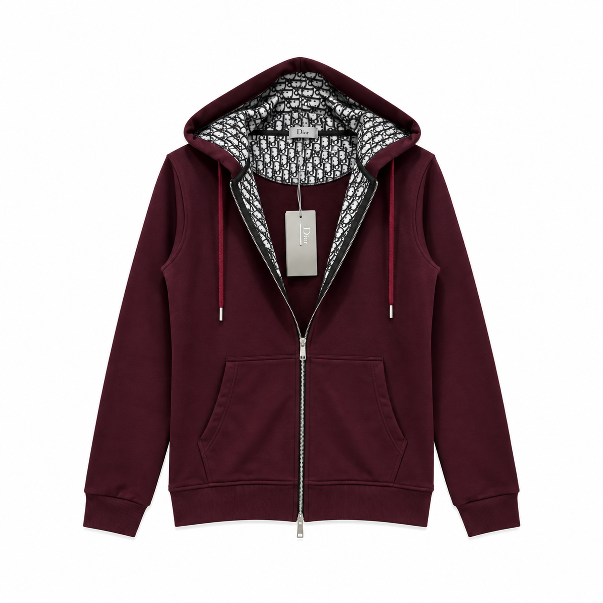 Dior Oblique Fermuarlı Hoodie – Kırmızı