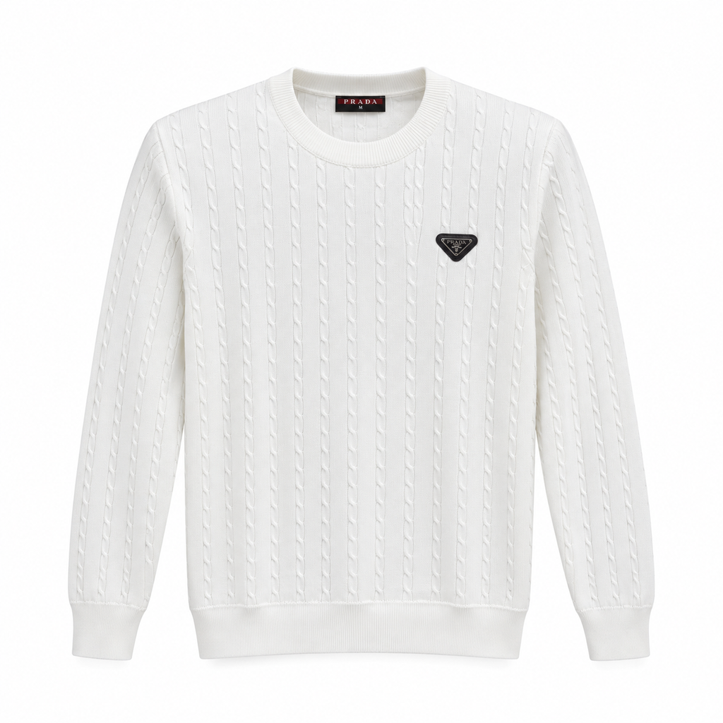 Prada Bisiklet Yaka Triko – Beyaz