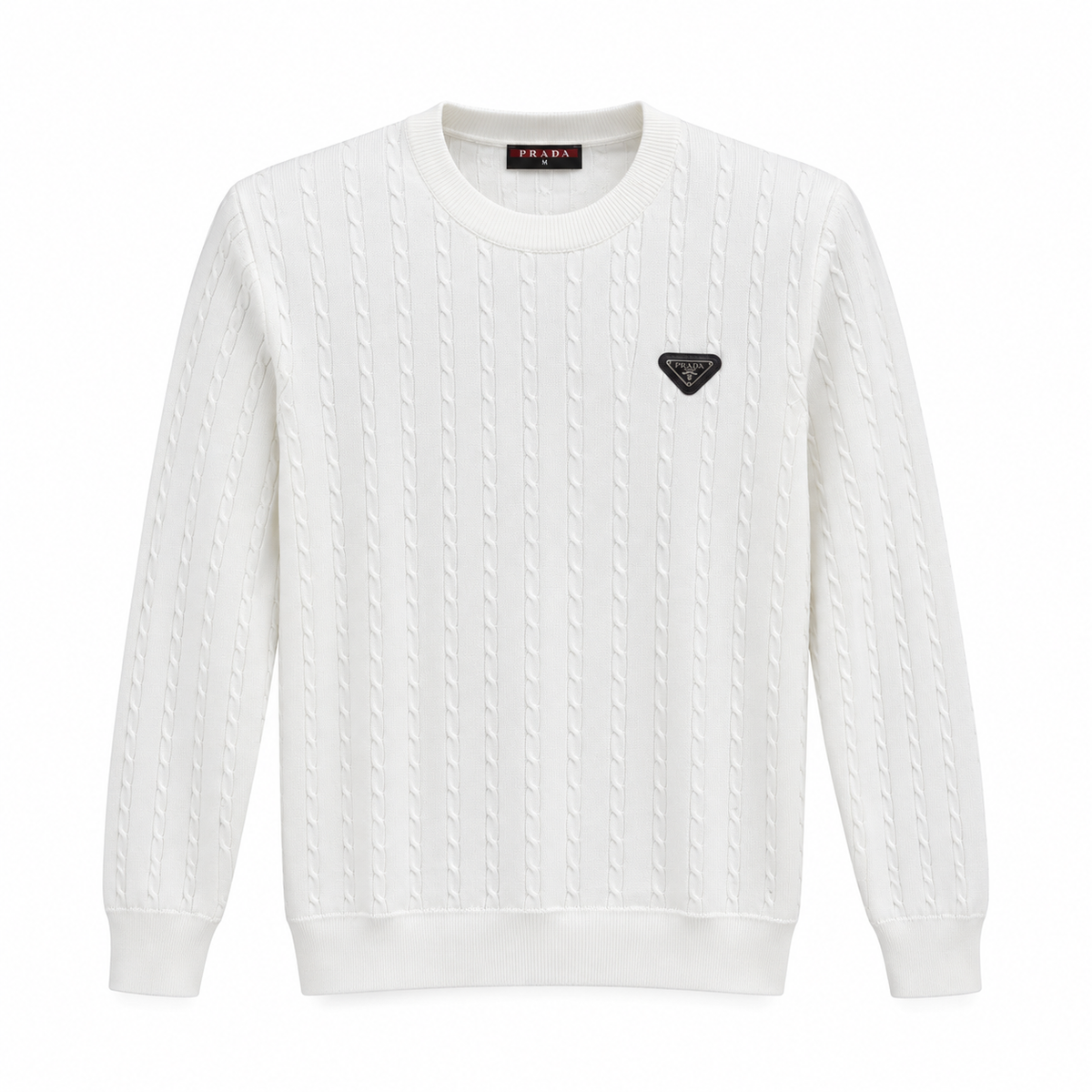 Prada Bisiklet Yaka Triko – Beyaz