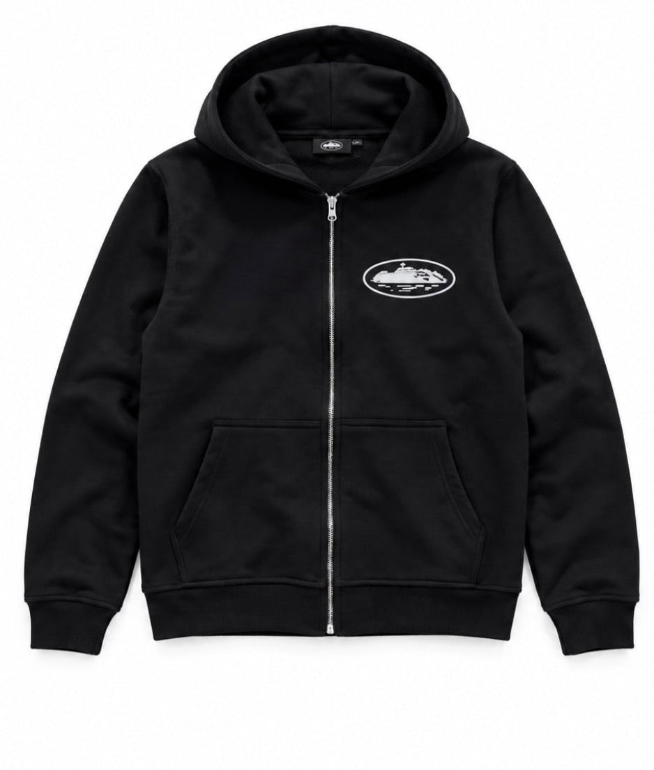 Corteiz Siyah Fermuarlı Hoodie