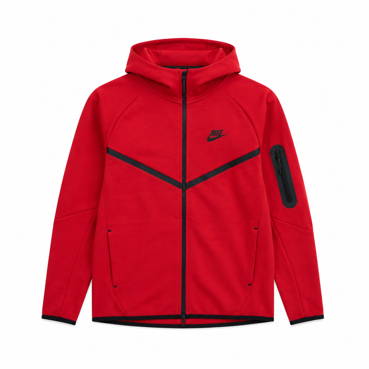 Nike Tech Fleece Fermuarlı Kapüşonlu Üst Kırmızı