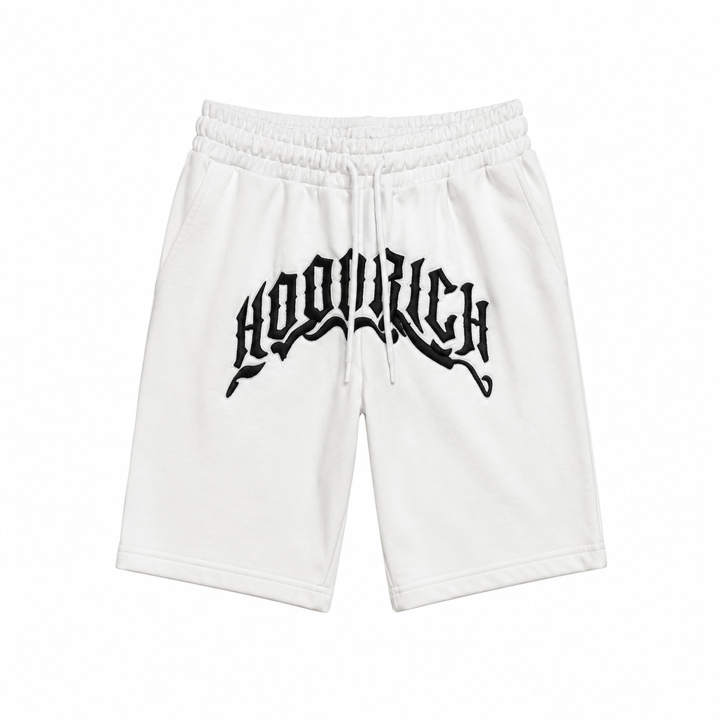 Hoodrich Nakışlı Şort Beyaz