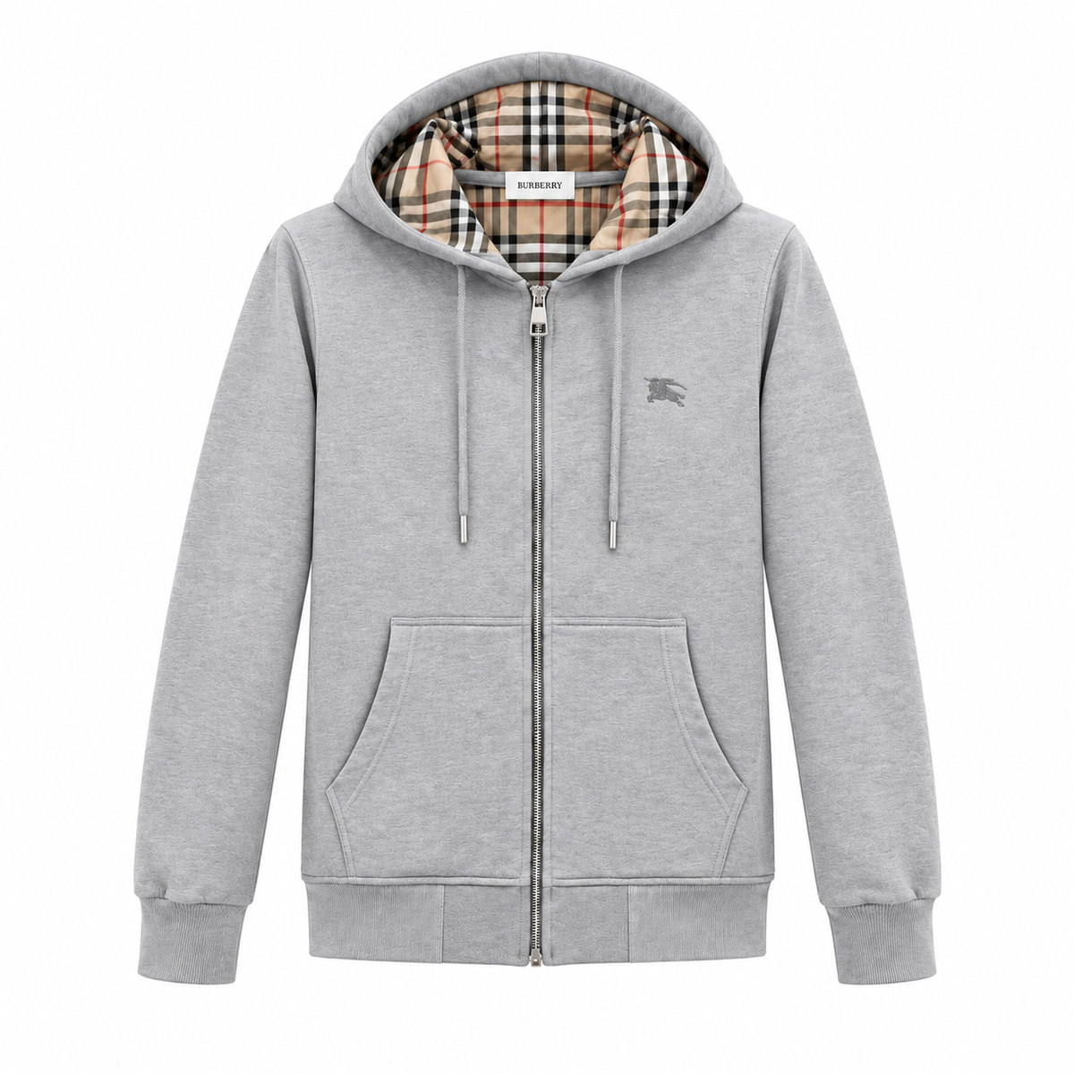 Burberry Fermuarlı Kapüşonlu Hırka - Gri