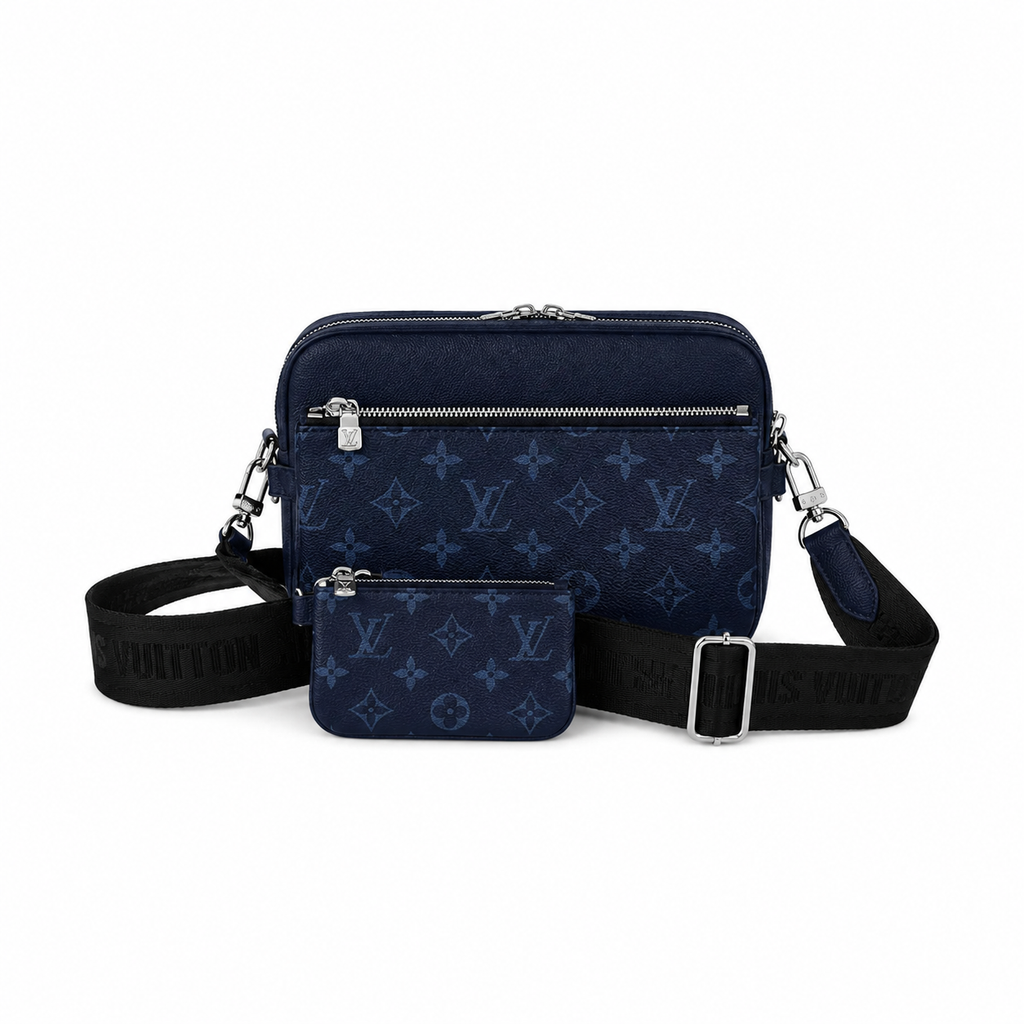 Louis Vuitton Monogram Çapraz Omuz Çantası Seti Koyu Lacivert