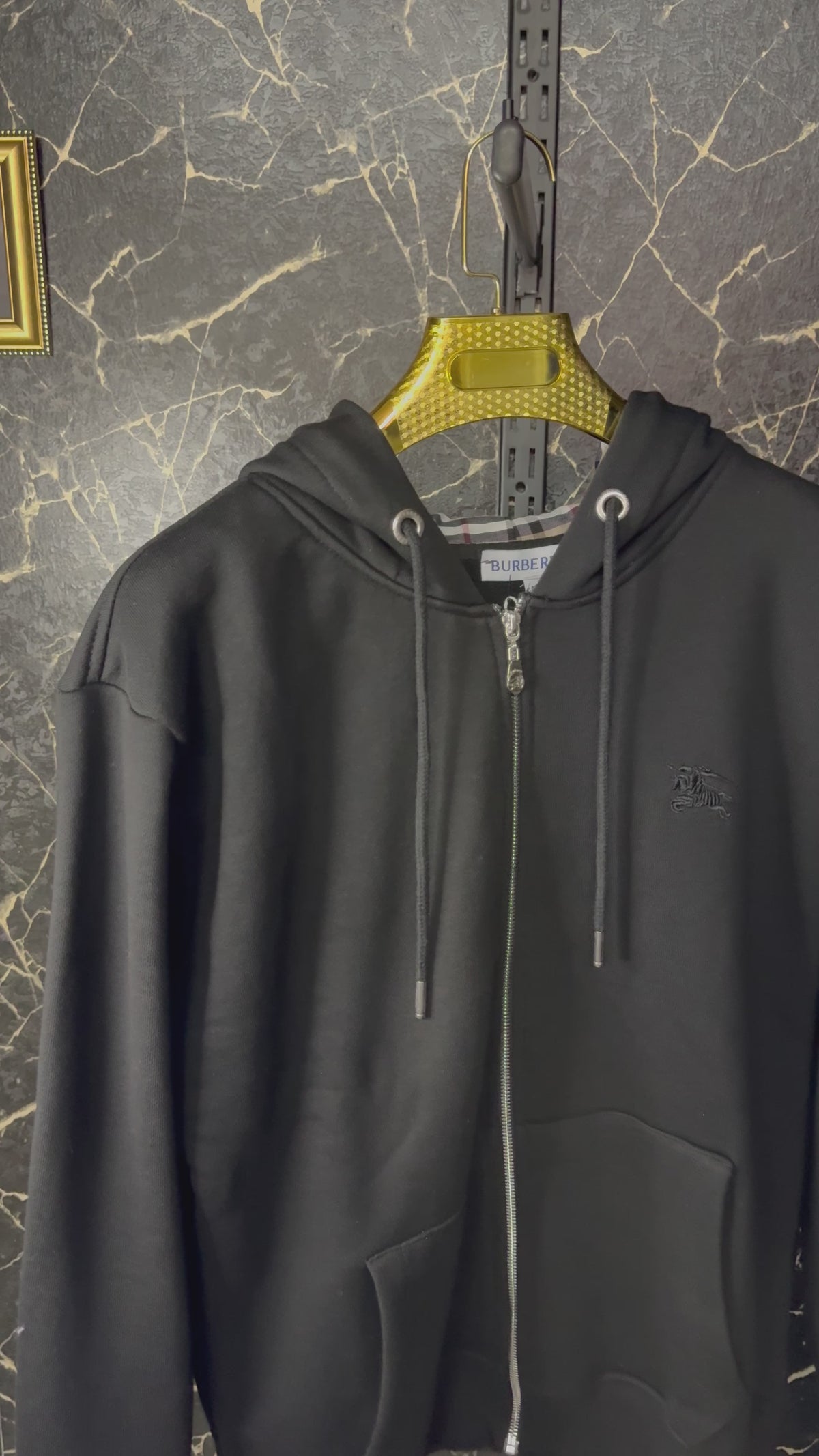 Burberry Fermuarlı Kapüşonlu Hırka - Siyah